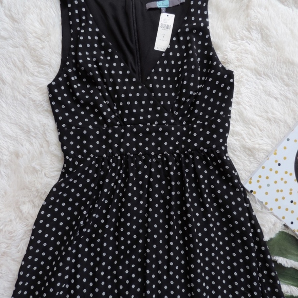 EVA FRANCO Sz 4 Black White CLIPDOT Maxi Dress - Picture 3 of 5